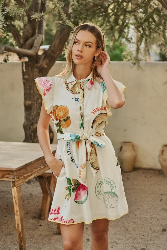 Polyester mini dresses for easy care Zahra Island Ruffle Collared Mini Dress