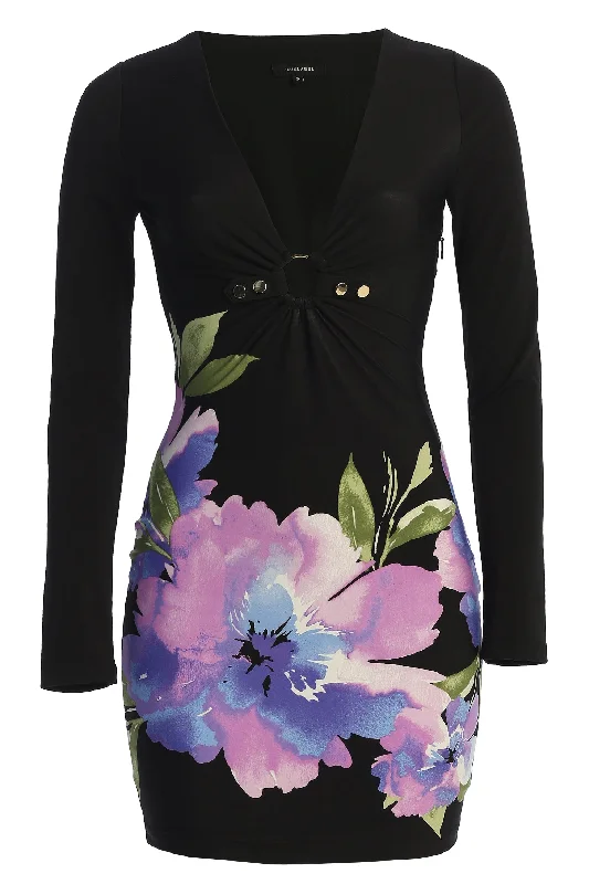 Mini dresses with cut - out details for a trendy look Floral Print Exotic Flower Dress Mini dresses with cut - out details for a trendy look Floral Print Exotic Flower Dress