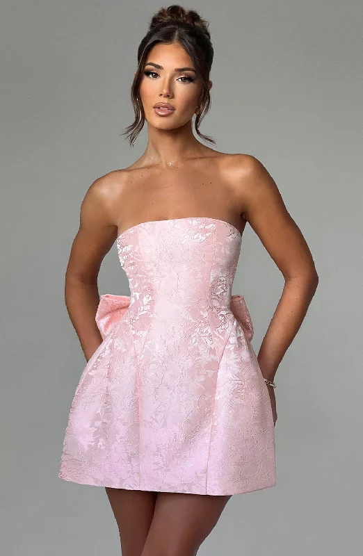 Mini dresses with keyhole necklines Elenora Mini Dress - Blush