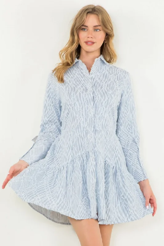 Mini dresses with cold - shoulder designs Anna Fringe Detail Long Sleeve Mini Dress