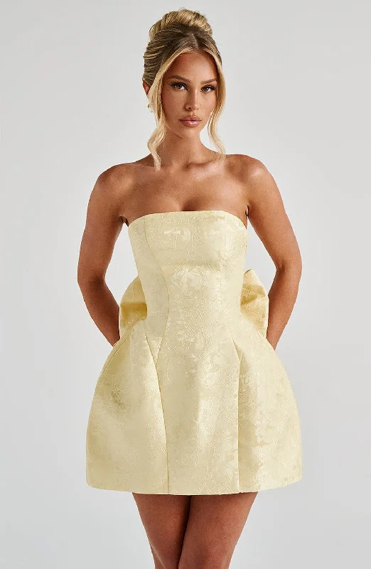 Mini dresses with pleated skirts for a classic look Elenora Mini Dress - Lemon