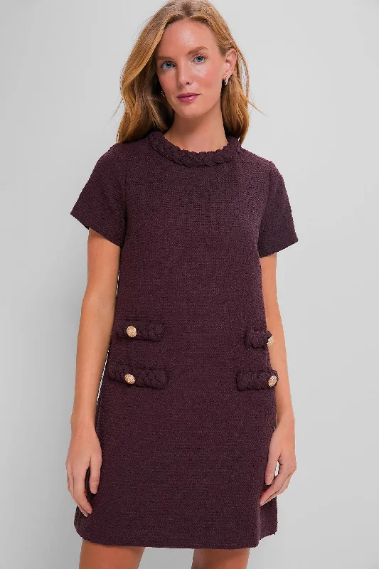 Midi dresses with geometric cutouts for a contemporary and edgy look Oxblood Tweed Jackie Dress