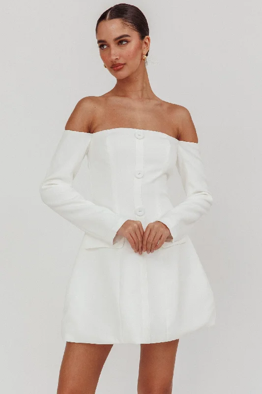 Mini dresses with empire waists for a flattering fit Cherry Wine Off Shoulder Mini Dress White Mini dresses with empire waists for a flattering fit Cherry Wine Off Shoulder Mini Dress White