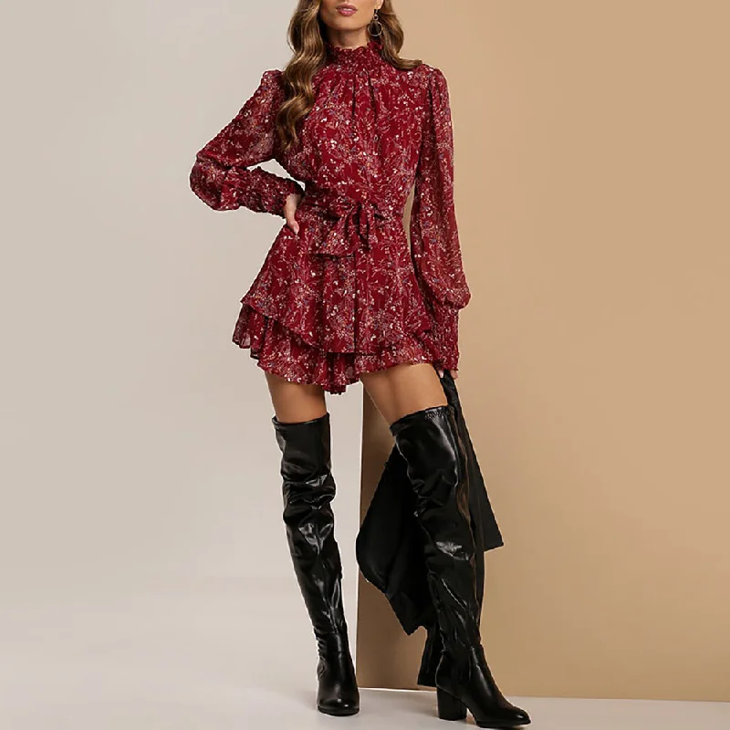 Mini dresses with high - low hems for a modern twist Eyan Printed Tie Dress