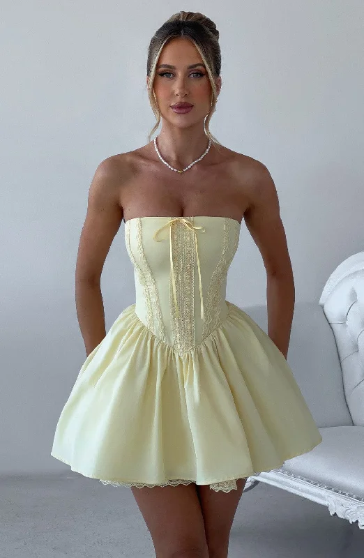 Mini dresses with criss - cross backs for a flirty look Evie Mini Dress - Lemon