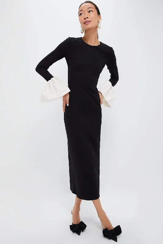 Midi dresses with denim fabric for a casual yet stylish day out Black and Ivory Hawthorne Maxi Dress
