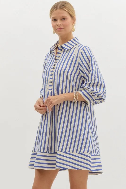 Leather mini dresses for a edgy style Lucie Stripe Shirt Dress