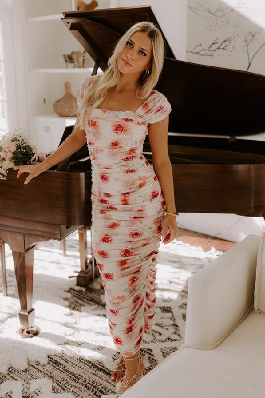 Midi dresses with puff sleeves for a vintage - inspired look Lost In Love Floral Ruched Midi Dress Midi dresses with puff sleeves for a vintage - inspired look Lost In Love Floral Ruched Midi Dress