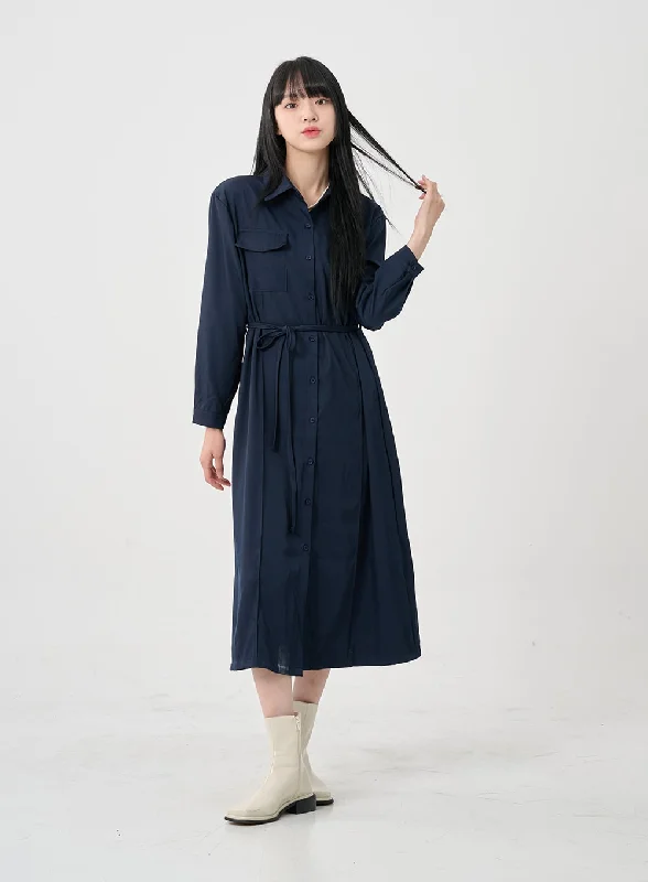 Midi dresses with cold - shoulder cutouts for a trendy style V Neck Shirt Long Dress BO05 Midi dresses with cold - shoulder cutouts for a trendy style V Neck Shirt Long Dress BO05