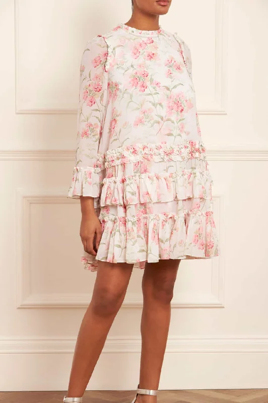 Midi dresses with keyhole backs for a flirty and unexpected detail Summer Posy Chiffon Round Neck Mini Dress Midi dresses with keyhole backs for a flirty and unexpected detail Summer Posy Chiffon Round Neck Mini Dress