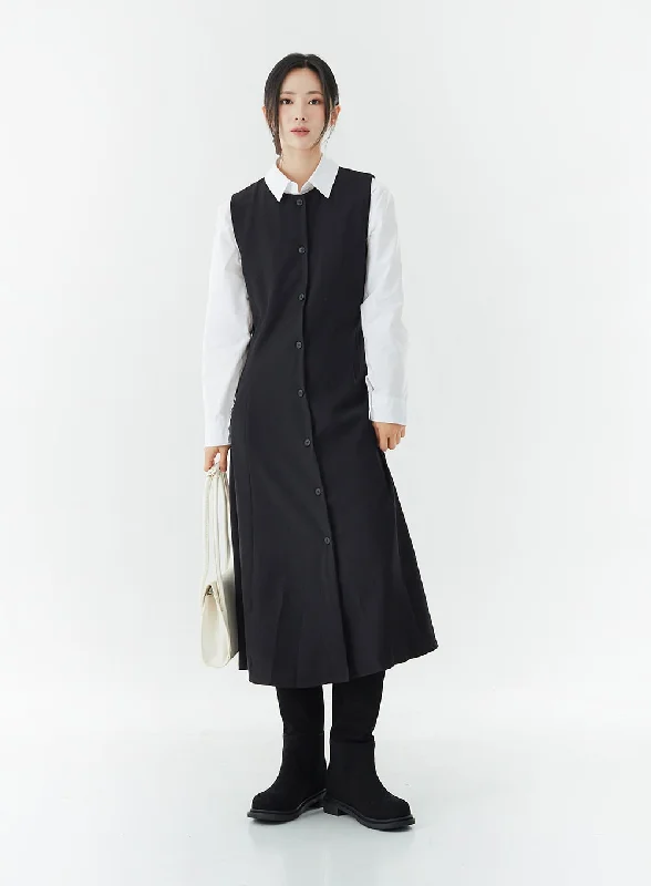 Midi dresses with gathered skirts for a full and flowing silhouette Button Down Sleeveless Maxi Dress OG19 Midi dresses with gathered skirts for a full and flowing silhouette Button Down Sleeveless Maxi Dress OG19