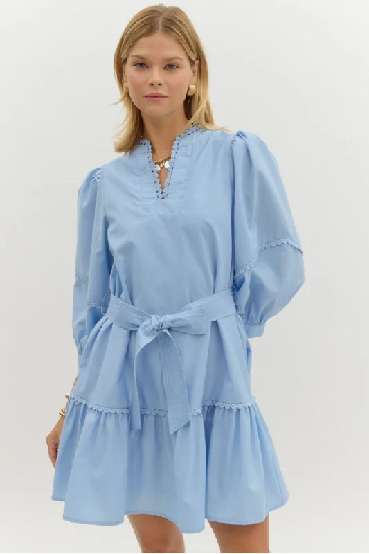 Mini dresses with halter necks for a stylish choice Adele Long Sleeve Swing Dress