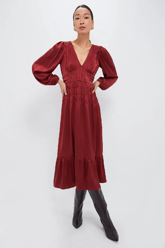 Midi dresses with geometric cutouts for a contemporary and edgy look Wine V Neck Midi Dress Midi dresses with geometric cutouts for a contemporary and edgy look Wine V Neck Midi Dress
