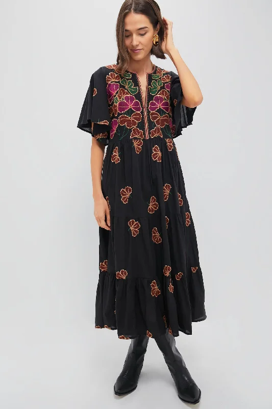 Wrap - style midi dresses in silk for a sophisticated office look Almay Black Flirty V-Neck Midi Dress Wrap - style midi dresses in silk for a sophisticated office look Almay Black Flirty V-Neck Midi Dress