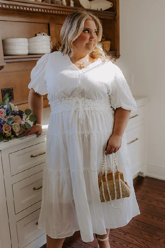 Midi dresses with ruffled bodices for a more pronounced feminine look Lost In Your Smile Midi Dress Curves Midi dresses with ruffled bodices for a more pronounced feminine look Lost In Your Smile Midi Dress Curves