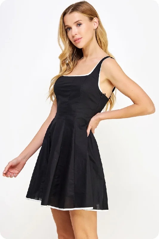 Mini dresses with side slits for a sexy appeal Ruby Trim Mini Dress in Black