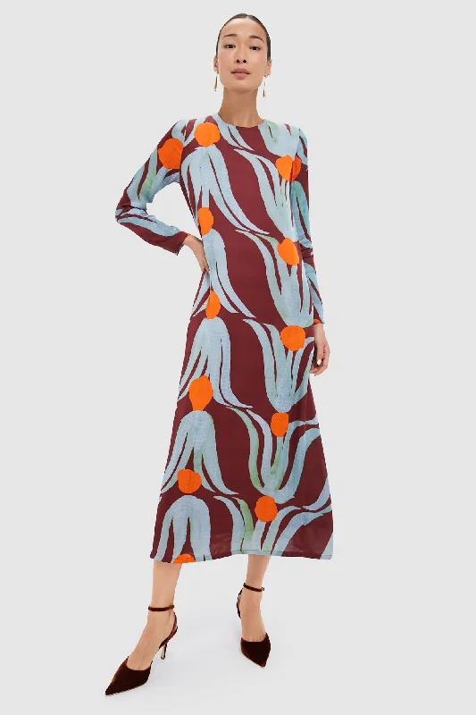 Midi dresses with fringe details for a fun and energetic style Tulip Orange Long Sleeve Shift Maxi Dress Midi dresses with fringe details for a fun and energetic style Tulip Orange Long Sleeve Shift Maxi Dress