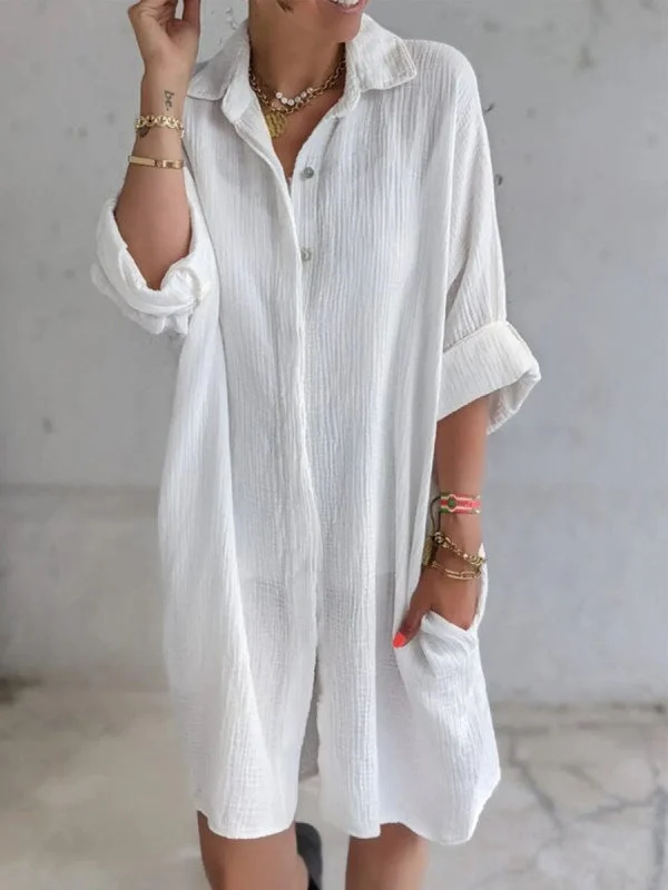 Mini dresses with ribbed textures for a unique appearance Destin Cotton Button Down Shirt Dress - Natural Mini dresses with ribbed textures for a unique appearance Destin Cotton Button Down Shirt Dress - Natural