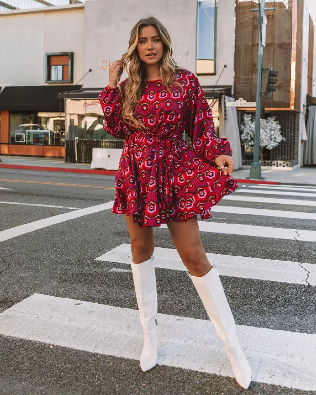 Mini dresses with asymmetric hems for a fashion - forward look Dorsey Cotton Printed Rope Tie Ruffle Dress Mini dresses with asymmetric hems for a fashion - forward look Dorsey Cotton Printed Rope Tie Ruffle Dress
