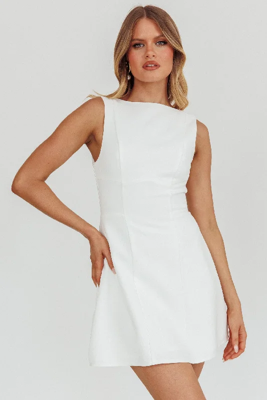 Mini dresses with one - shoulder designs Opulent Sleeveless A-Line Mini Dress White