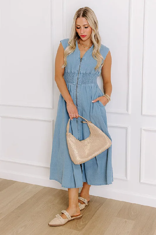 Midi dresses with animal prints for a bold and confident appearance Downtown Daze Denim Midi Dress Midi dresses with animal prints for a bold and confident appearance Downtown Daze Denim Midi Dress