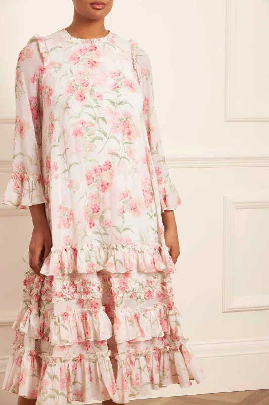 Midi dresses with mesh inserts for a trendy and breathable option Summer Posy Chiffon Round Neck Ankle Gown Midi dresses with mesh inserts for a trendy and breathable option Summer Posy Chiffon Round Neck Ankle Gown