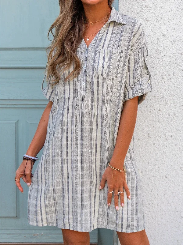 Linen mini dresses for a breathable summer option Donda Cotton Pocketed Plaid Puff Sleeve Dress Linen mini dresses for a breathable summer option Donda Cotton Pocketed Plaid Puff Sleeve Dress