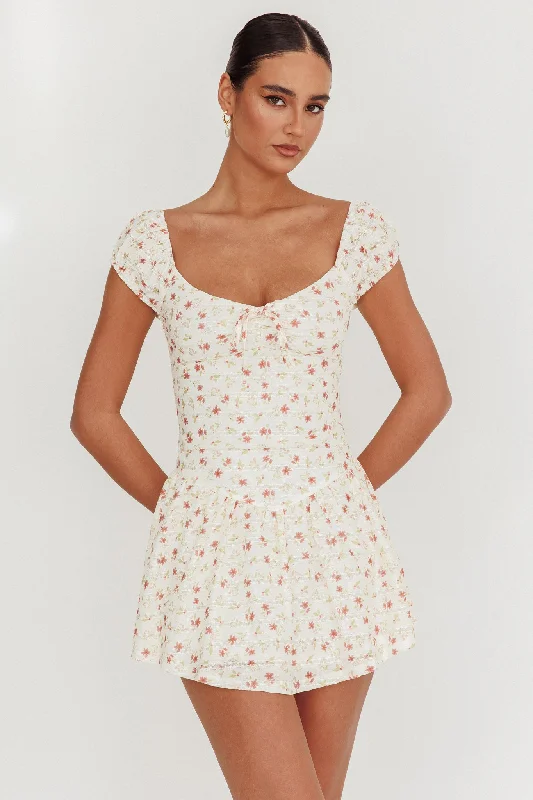 Mini dresses with puff sleeves for a vintage look Mirela Cap Sleeve Lace Mini Dress Rose Mini dresses with puff sleeves for a vintage look Mirela Cap Sleeve Lace Mini Dress Rose