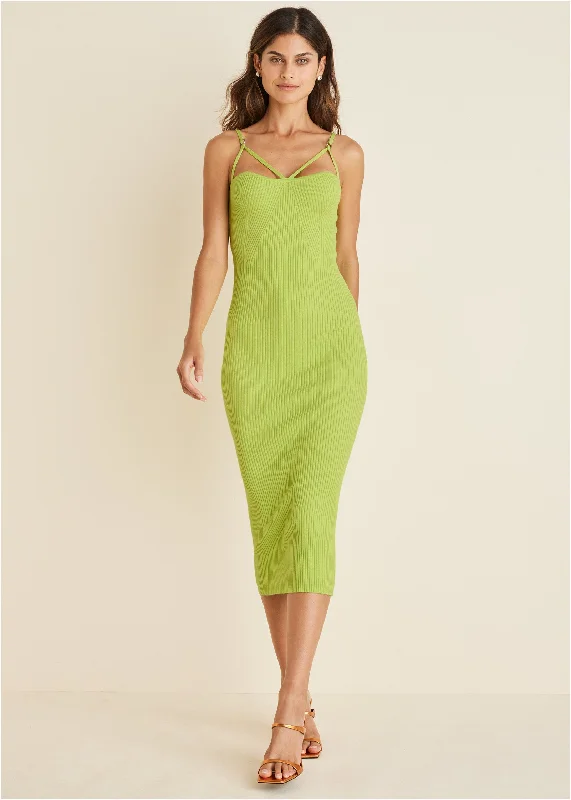 A - line midi dresses with floral prints for spring brunches Strappy Midi Dress - Lime A - line midi dresses with floral prints for spring brunches Strappy Midi Dress - Lime