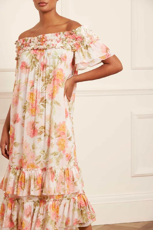 Midi dresses with tassel accents for a bohemian and free - spirited style Peony Promise Chiffon Off-Shoulder Tiered Ballerina Dress Midi dresses with tassel accents for a bohemian and free - spirited style Peony Promise Chiffon Off-Shoulder Tiered Ballerina Dress