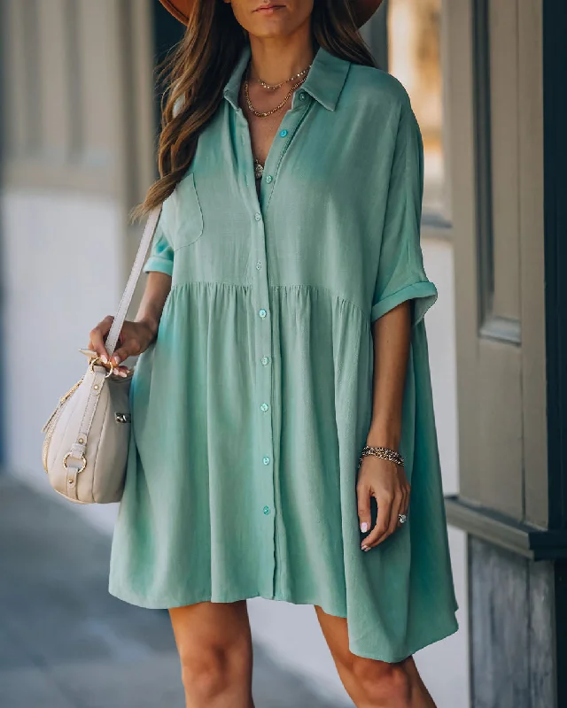 Mini dresses with ruched bodices for a feminine touch Hails Linen Blend Button Down Shirt Dress - Sage Mini dresses with ruched bodices for a feminine touch Hails Linen Blend Button Down Shirt Dress - Sage
