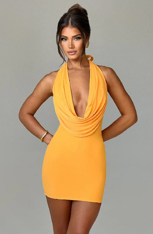 Mini dresses with mesh panels for a sexy and trendy look Fallon Mini Dress - Tangerine Mini dresses with mesh panels for a sexy and trendy look Fallon Mini Dress - Tangerine