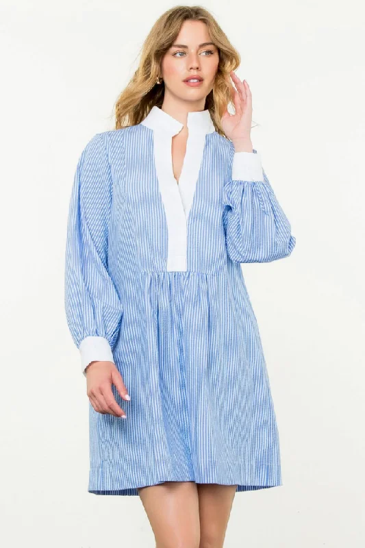 Mini dresses with asymmetric hems for a fashion - forward look Claire Pinstripe Mini Dress Mini dresses with asymmetric hems for a fashion - forward look Claire Pinstripe Mini Dress