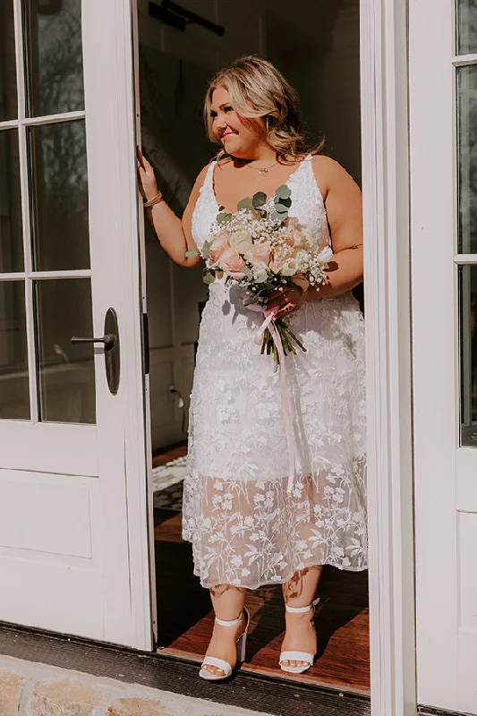 Midi dresses with asymmetric hems for a fashion - forward and dynamic appearance Romantic Moment Embroidered Midi Dress in White Curves Midi dresses with asymmetric hems for a fashion - forward and dynamic appearance Romantic Moment Embroidered Midi Dress in White Curves