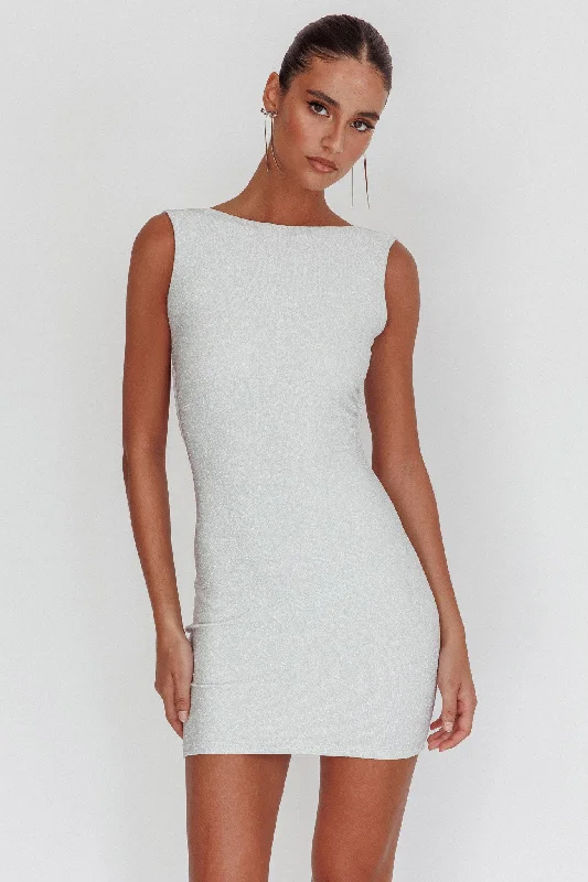 Mini dresses with off - the - shoulder styles Ayda Backless Mini Dress Silver