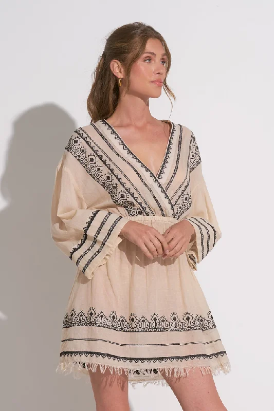 Mini dresses with puff sleeves for a vintage look Leia Gauze Long Sleeve Mini Dress