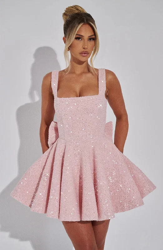 Sheer mini dresses with lace inserts Dorothy Mini Dress - Blush