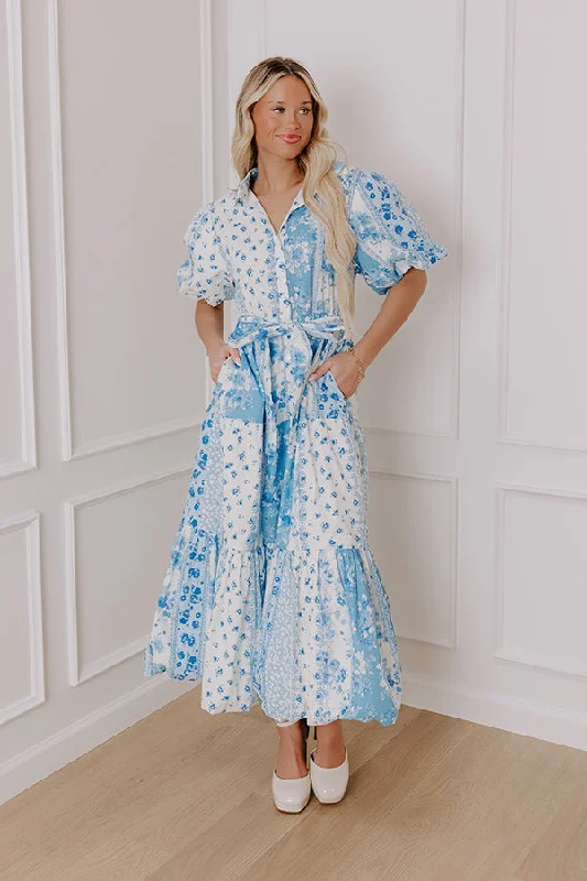 Midi dresses with cotton - blend materials for everyday comfort Love-Struck Floral Midi Dress in Sky Blue Midi dresses with cotton - blend materials for everyday comfort Love-Struck Floral Midi Dress in Sky Blue