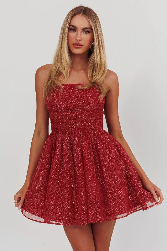 Mini dresses with spaghetti straps for a delicate look Guilty Pleasure Strapless Glitter Mini Dress Red Mini dresses with spaghetti straps for a delicate look Guilty Pleasure Strapless Glitter Mini Dress Red