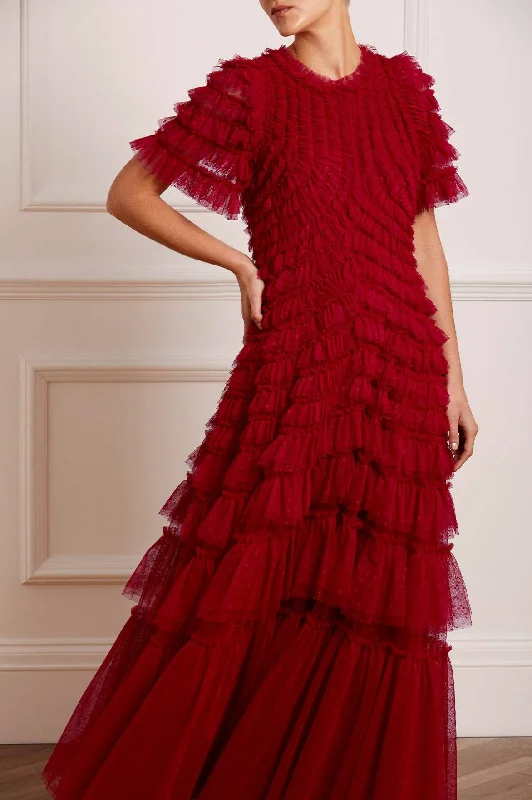 Midi dresses with embroidered accents for a unique and detailed design Willow Ruffle Gown Midi dresses with embroidered accents for a unique and detailed design Willow Ruffle Gown