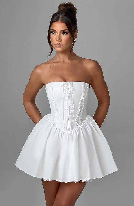 Mini dresses with pleated skirts for a classic look Evie Mini Dress - Ivory