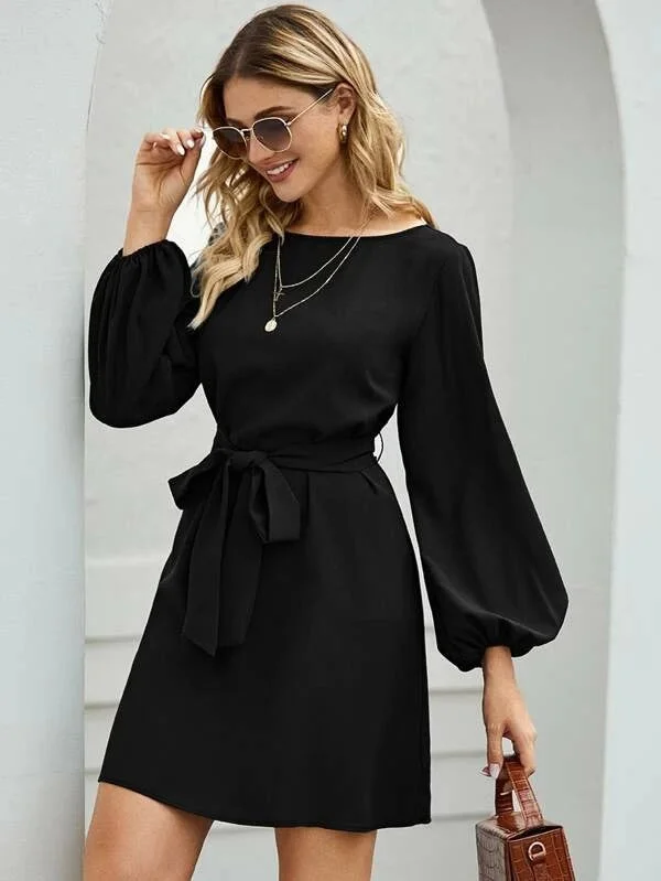 Denim mini dresses with distressed details Elevated Casual Sweatshirt Tie Dress