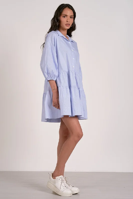 Cotton mini dresses for a comfortable everyday option Heather Seersucker Babydoll Dress Cotton mini dresses for a comfortable everyday option Heather Seersucker Babydoll Dress