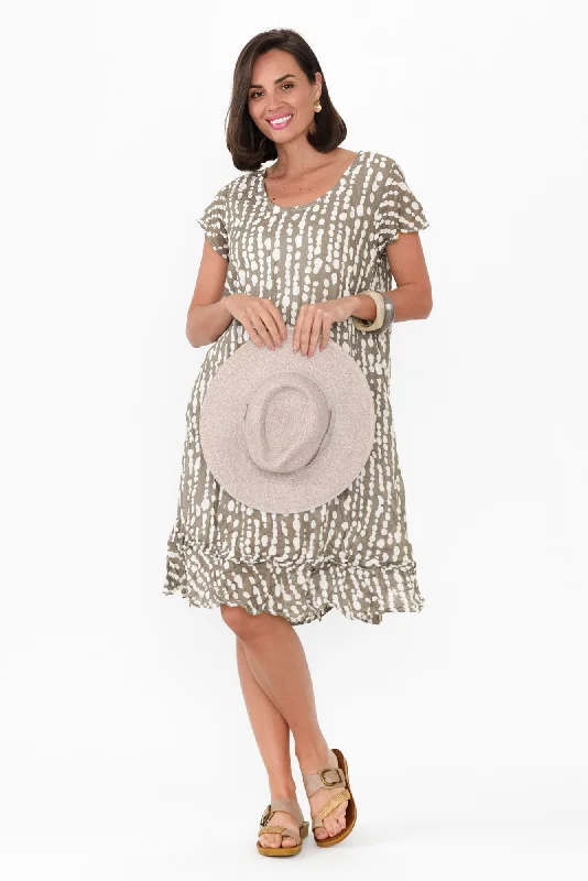 Midi dresses with gathered skirts for a full and flowing silhouette Lauren Grey Speckle Crinkle Cotton Dress Midi dresses with gathered skirts for a full and flowing silhouette Lauren Grey Speckle Crinkle Cotton Dress