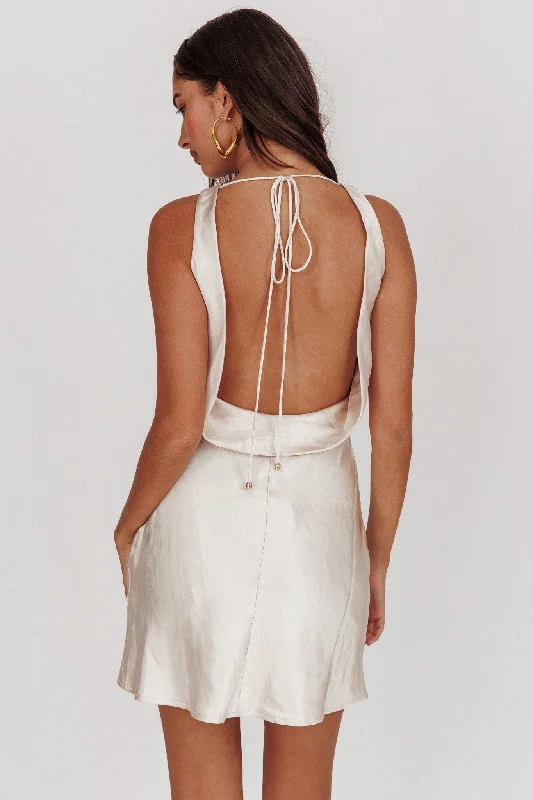 Animal print mini dresses for a bold statement Cassiopeia Open Back Mini Dress Champagne Animal print mini dresses for a bold statement Cassiopeia Open Back Mini Dress Champagne