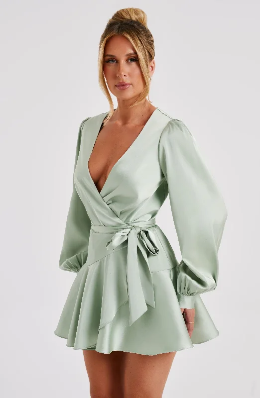 Printed mini dresses for a casual day out Ellis Mini Dress - Sage