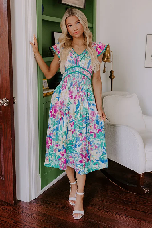 Midi dresses with button - down skirts for a unique and functional design Blooming Beauty Pleated Midi Dress Midi dresses with button - down skirts for a unique and functional design Blooming Beauty Pleated Midi Dress