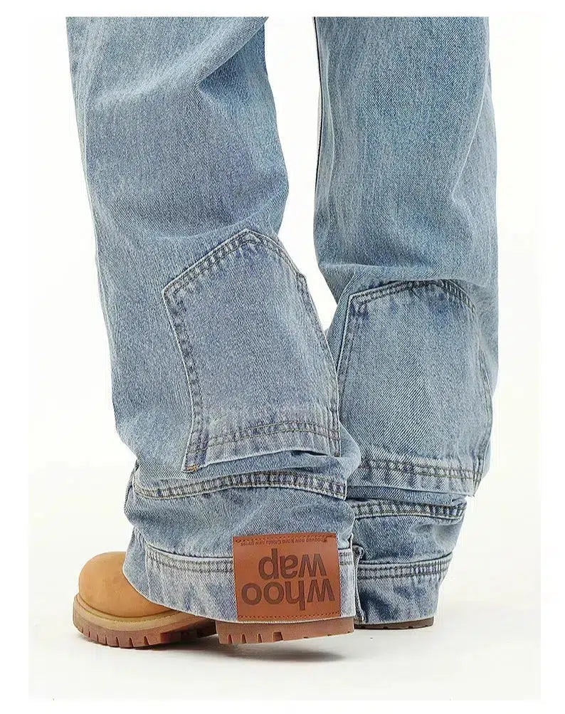 Blue inverted Straight-leg Jeans