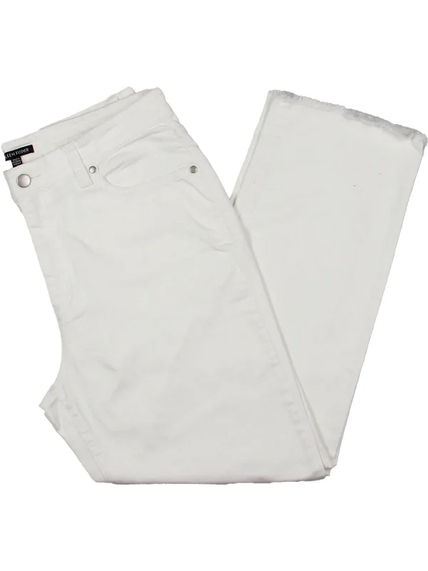 Dark - wash women jeans for a sophisticated and slimming effectWomens Raw Hem Denim Straight Leg Jeans