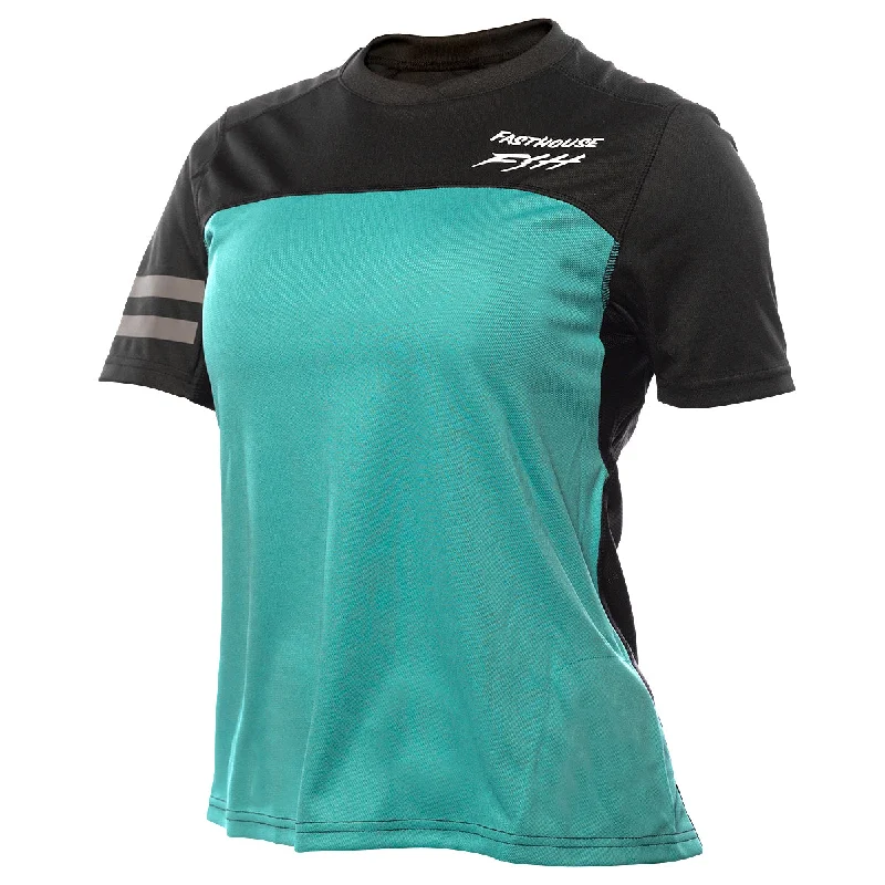 Women's jersey with a reflective strip for visibilityAlloy Sidewinder SS Women's Jersey - Black/Teal Women's jersey with a reflective strip for visibilityAlloy Sidewinder SS Women's Jersey - Black/Teal